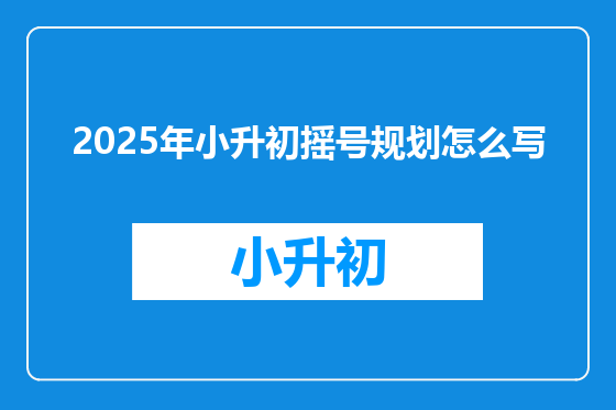 2025年小升初摇号规划怎么写