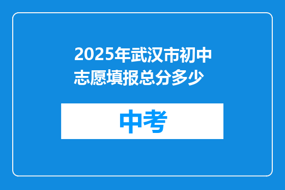 2025年武汉市初中志愿填报总分多少