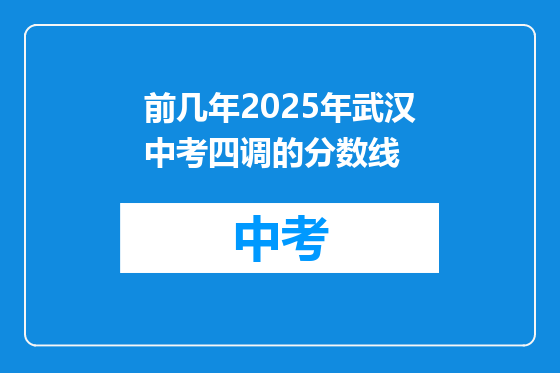 前几年2025年武汉中考四调的分数线