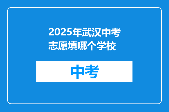 2025年武汉中考志愿填哪个学校