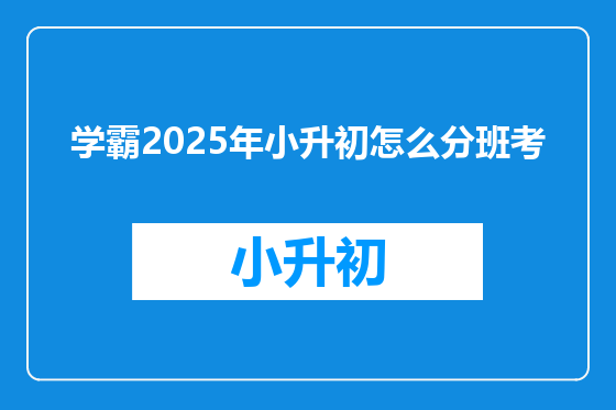 学霸2025年小升初怎么分班考