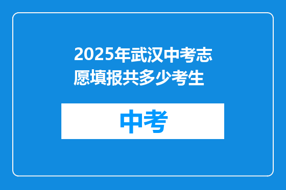 2025年武汉中考志愿填报共多少考生