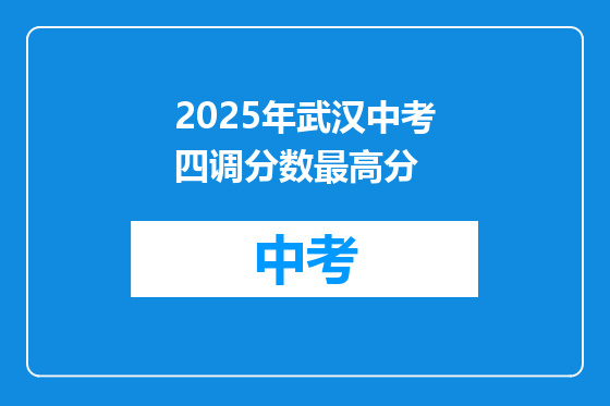 2025年武汉中考四调分数最高分