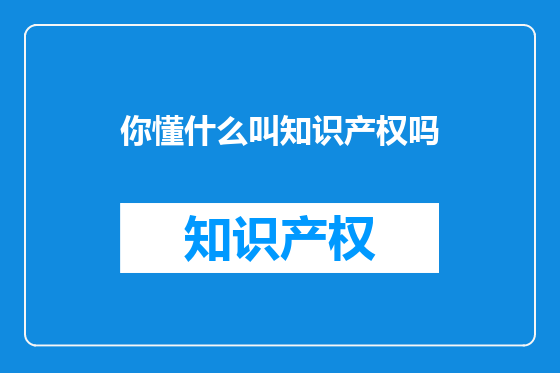 你懂什么叫知识产权吗