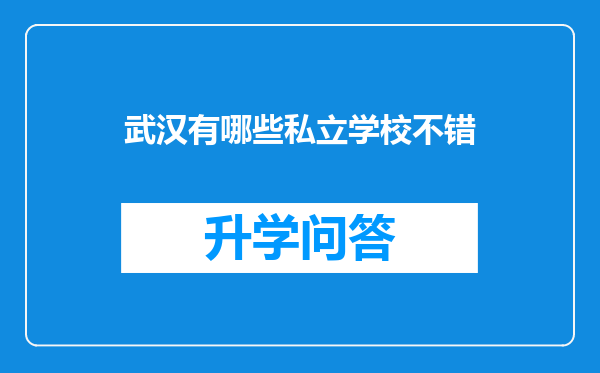 武汉有哪些私立学校不错