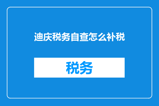 迪庆税务自查怎么补税