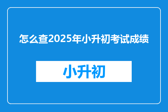 怎么查2025年小升初考试成绩