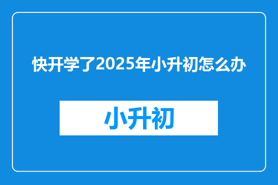 快开学了2025年小升初怎么办
