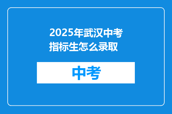2025年武汉中考指标生怎么录取