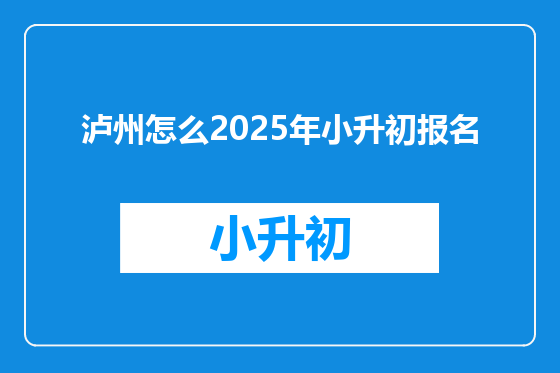 泸州怎么2025年小升初报名