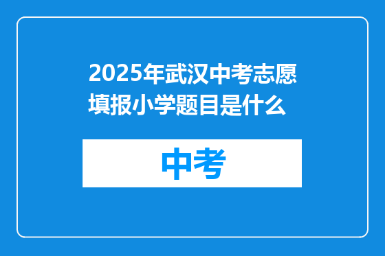 2025年武汉中考志愿填报小学题目是什么