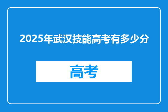 2025年武汉技能高考有多少分