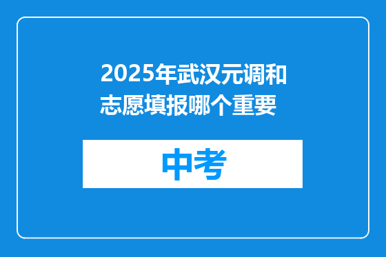 2025年武汉元调和志愿填报哪个重要