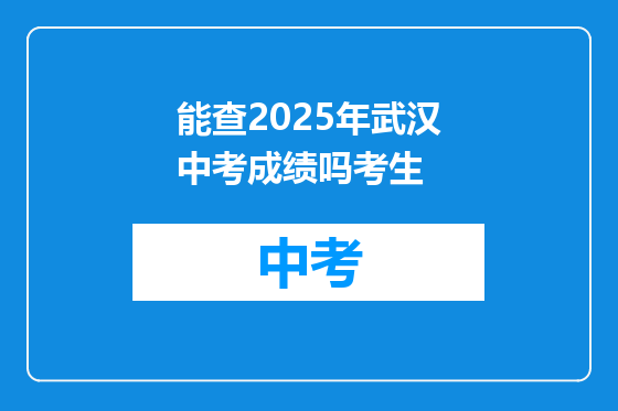 能查2025年武汉中考成绩吗考生