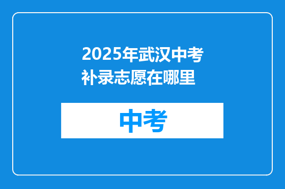 2025年武汉中考补录志愿在哪里