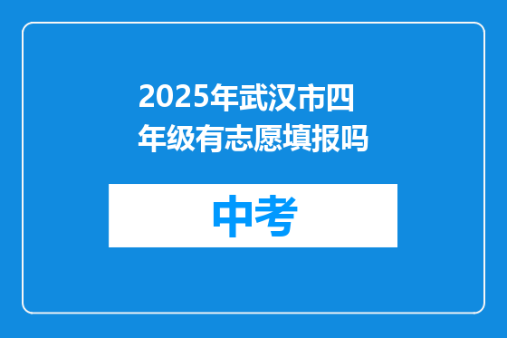 2025年武汉市四年级有志愿填报吗