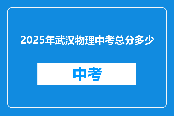 2025年武汉物理中考总分多少