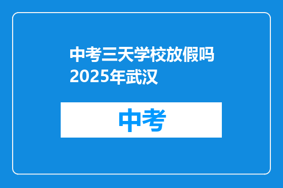 中考三天学校放假吗2025年武汉