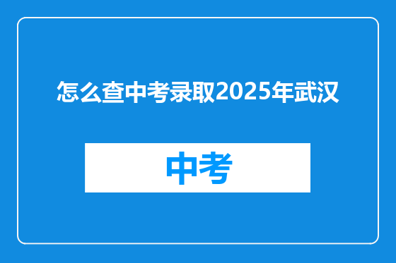 怎么查中考录取2025年武汉