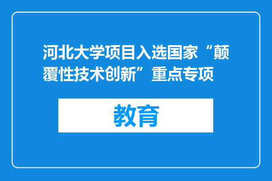 河北大学项目入选国家“颠覆性技术创新”重点专项