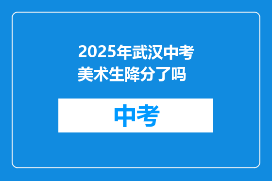 2025年武汉中考美术生降分了吗