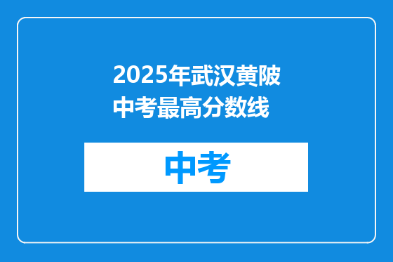 2025年武汉黄陂中考最高分数线