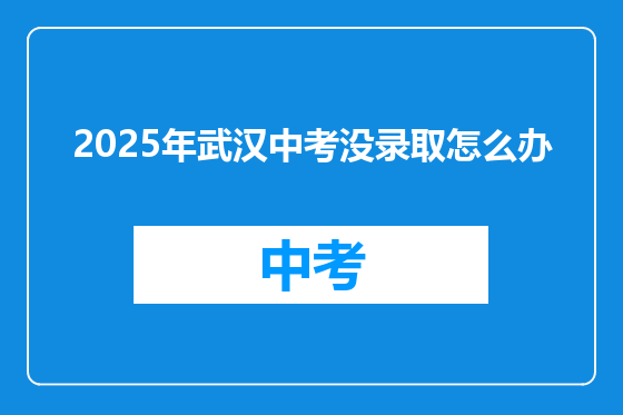 2025年武汉中考没录取怎么办
