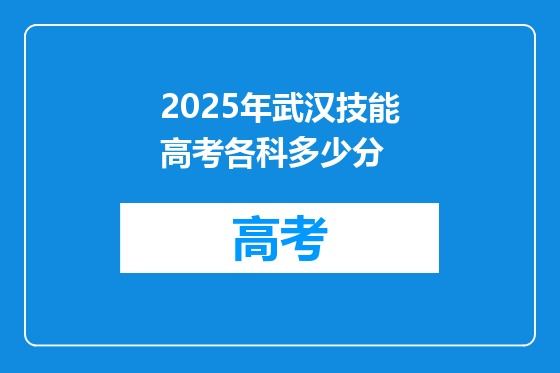 2025年武汉技能高考各科多少分