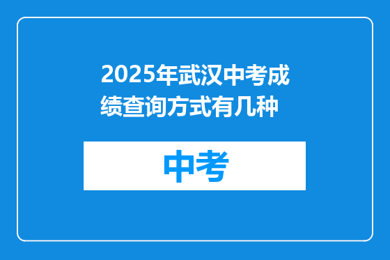 2025年武汉中考成绩查询方式有几种