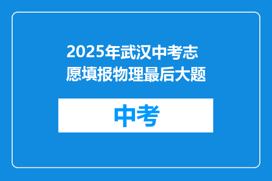 2025年武汉中考志愿填报物理最后大题
