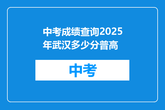 中考成绩查询2025年武汉多少分普高