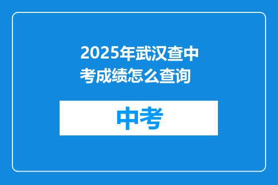 2025年武汉查中考成绩怎么查询