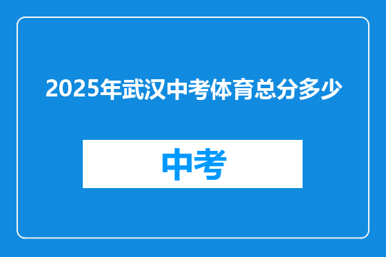 2025年武汉中考体育总分多少