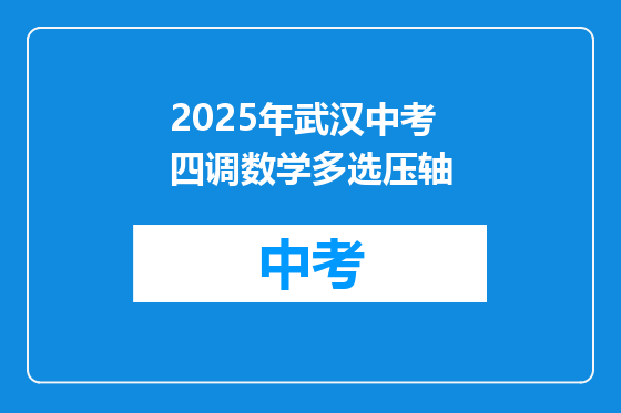 2025年武汉中考四调数学多选压轴