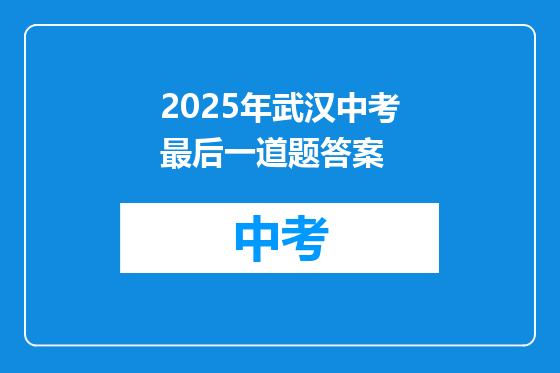 2025年武汉中考最后一道题答案
