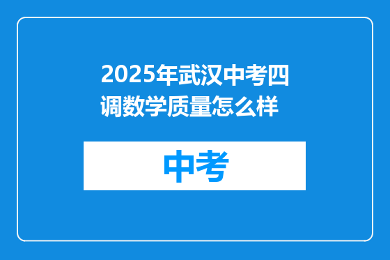 2025年武汉中考四调数学质量怎么样