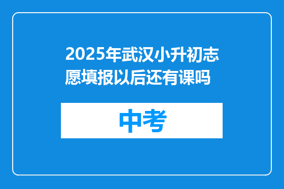2025年武汉小升初志愿填报以后还有课吗