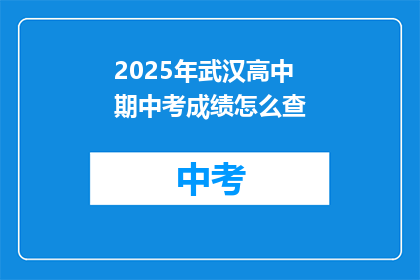 2025年武汉高中期中考成绩怎么查