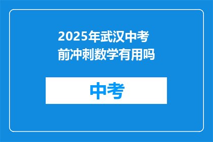 2025年武汉中考前冲刺数学有用吗