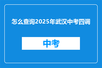 怎么查询2025年武汉中考四调