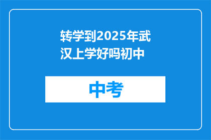 转学到2025年武汉上学好吗初中