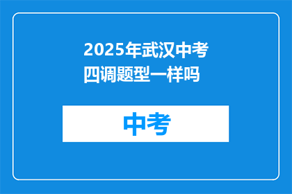 2025年武汉中考四调题型一样吗