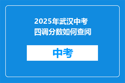 2025年武汉中考四调分数如何查阅