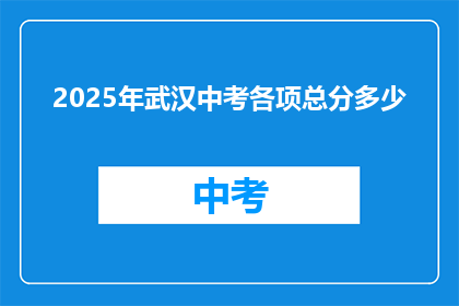 2025年武汉中考各项总分多少