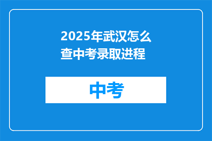 2025年武汉怎么查中考录取进程