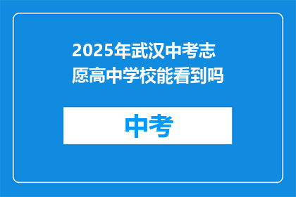 2025年武汉中考志愿高中学校能看到吗