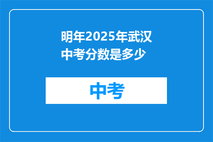 明年2025年武汉中考分数是多少