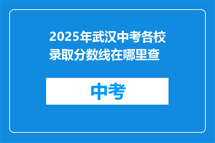 2025年武汉中考各校录取分数线在哪里查