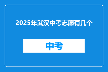 2025年武汉中考志愿有几个