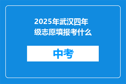 2025年武汉四年级志愿填报考什么